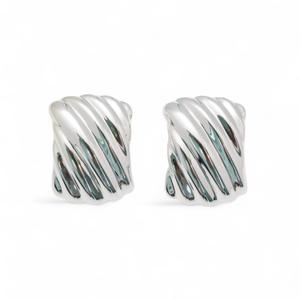 Silver Oversized Wave Stud Earrings (one size)
