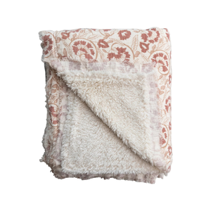 Helen Woven Cotton Sherpa Backed Patterned Fringed Throw
