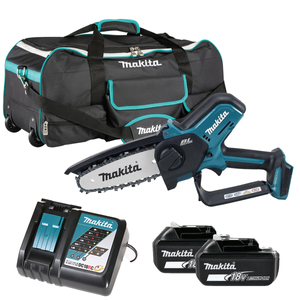 Makita Pruning Saw DUC150Z 18V LXT Cordless Brushless 150mm/6" 320W With 2 x 6.0Ah Batteries, Charger DC18RC & Tool Bag