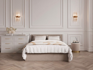 Land Of Beds Mia Beige Fabric King Size Ottoman Bed