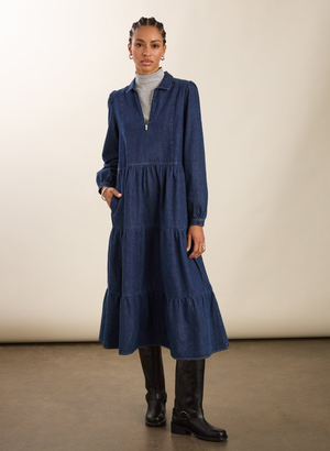 Cody Denim Midi Dress - UK 12 | EU 38 | US 08 / Indigo