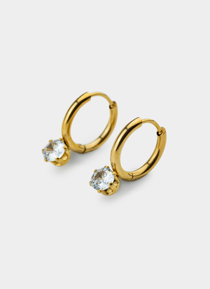 Vendetta Single Stone Hoop Earring- 18K Gold Plated