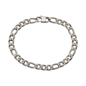 Stainless Steel 7mm Matte & Polished Figaro Bracelet