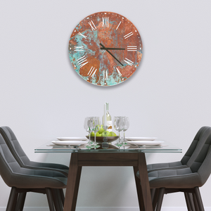 Glass Clock in Aged Copper - 70cm Wide