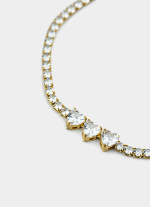 Vendetta Triple Heart Tennis Bracelet - 18K Gold Plated