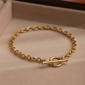New 9ct Yellow Gold 7.5" Belcher Link T-Bar Lariat Bracelet