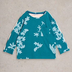 White Stuff Demi Dolman Top Blue Print Size 12