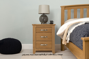 Boston Solid Natural Oak 2+1 Drawer Bedside Table - Standard