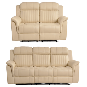 Cidliano Genuine Leather Cream Electric Recliner 3+2 Seater Sofa Set