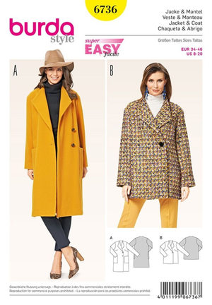Patron de veste et manteau - Burda 6736
