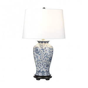 DL-YING-TL Ying 1 Light Table Lamp in a Blue and White Finish with a Tall Empire Shade