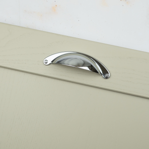 Polished Chrome Cabinet Cup Handle with 64mm Hole Centres & 35mm Knob Pull - 64mm Cup