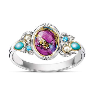 Genuine Gemstone Desert Mosaic Turquoise Ring Size 6