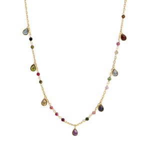 Sapphire & Tourmaline Gold Necklace – Balance & Protection Gemstone Jewelry – Graceful Delight