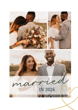 Married In 2026 Heart Bow Photo Upload Card