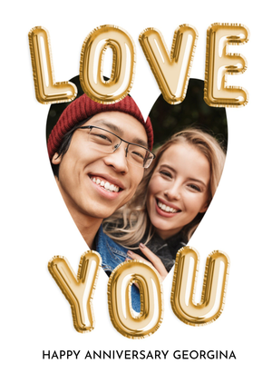 Love You Balloon Letters Photo Upload Anniversary Card