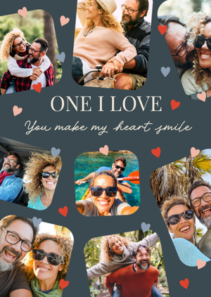 One I Love You Make My Heart Smile Typographic Photo Upload Card