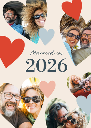 Married In 2026 Hearts Photo Upload Card