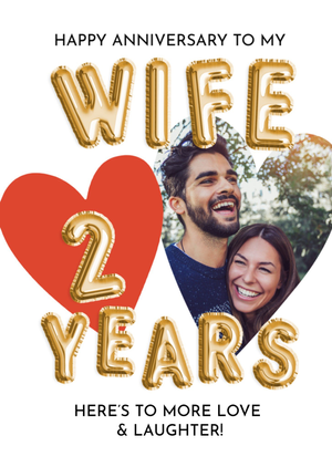 Happy Anniversary To My Wife 2 Years Photo Upload Card