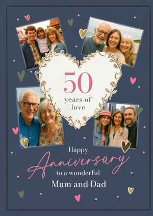 50 Years Of Love Anniversary Photo Upload Card For Mum and Dad