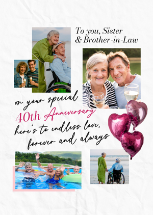 Sister And Brother In Law 40th Anniversary Collage Photo Upload Card
