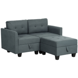 HOMCOM 'L' Shape Modular Storage Sofa - Dark Grey