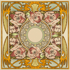 Alphonse Mucha Nocturnal Slumber Single Floral Tile on County White 152x152mm