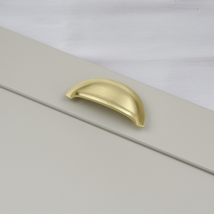 Brushed Brass Cup Handle, Bar Pull & Matching Knob - 76mm Cup Handle