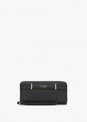 Anadela Large Black Zip Around Wallet