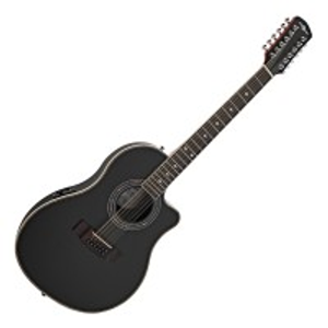 12 String Electro Acoustic Roundback Guitar by Gear4music, Black
