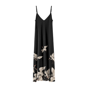 Black Cranes Maxi Dress (S)