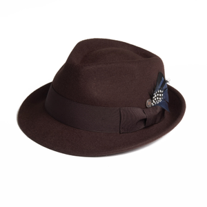 Darwin Brown Felt Trilby With Feather (61cm)