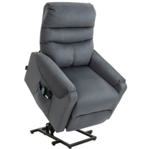 HOMCOM Sillón de TV con Ayuda para Levantarse Eléctrico Sillón de Masaje con Función Reclinable y de Calefacción con Mando a Distancia