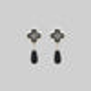 ANNIE. Tudor Crest Black Enamel Stud Earrings - Silver - Silver