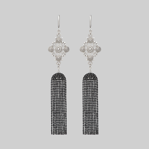 FIFI. Dazzle Chain Chandelier Earrings - Silver