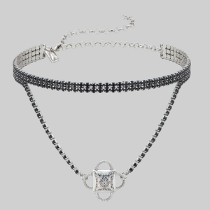 EMELIA. Crested Dazzle Chain Choker - Silver