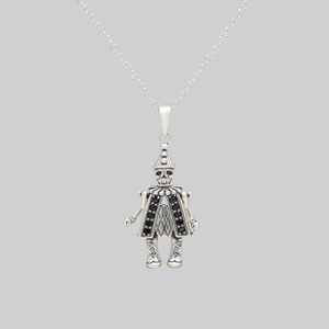 HARLIE. Black Spinel Clown Necklace - Silver - Silver
