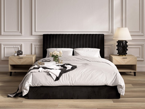 Land Of Beds Mia Black Fabric Single Ottoman Bed