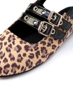Leopard Buckle Sling Back Shoe