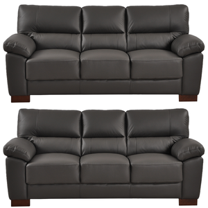Dalmore Genuine Leather Grey 3+3 Seater Sofa Set