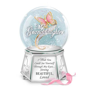 Granddaughter You Are Strong Beautiful & Loved Glitter Globe