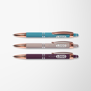 Engraved Soft Touch Diamond Stylus Pen with Rose Gold Trim