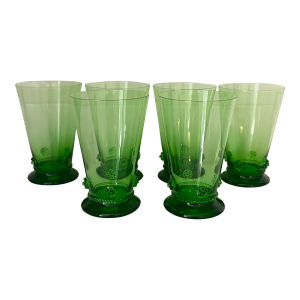 Vintage Theresienthal "Bacchus" Green Water Glasses - Set of 6