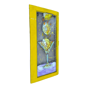 Popi Cotrell Lemon Martini Painting on Glass Window, Framed