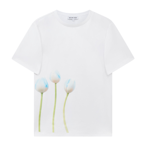 Ice Blue Tulip Trio Unisex T-Shirt In White (S)