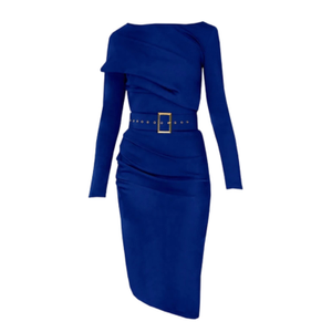wolf and badger cocktail dress Ultra Violet Wrap Cocktail Dress With Wing Sleeves & Ruffles by concept A trois