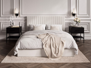 Land Of Beds Mia Cream Fabric Double Ottoman Bed