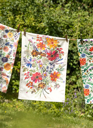 Autumn Flowers Tea Towel