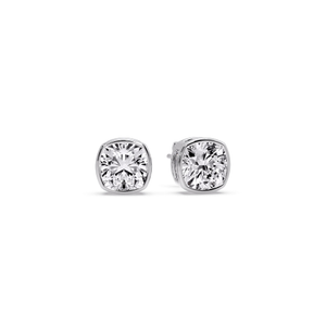 Cushion Diamond Bezel Set Solitaire Certified Stud Earrings