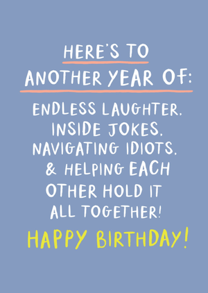 Hereâ€™s To Another Year Of Happy Birthday Typography Card